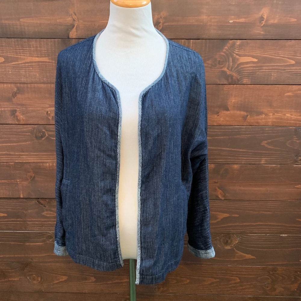 Eileen Fisher Organic Cotton Open Blue Cardigan